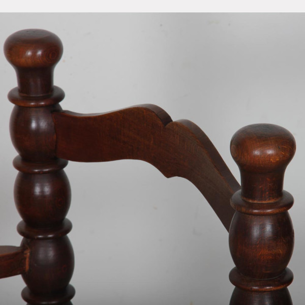 Fauteuil paillé en bois massif, travail français des années 1950 - 