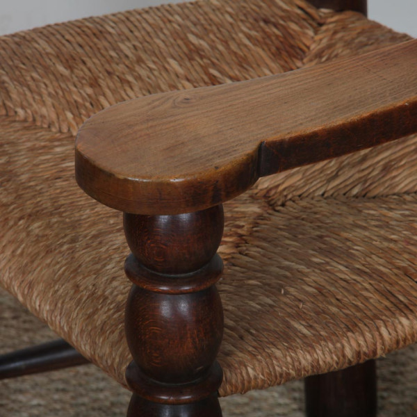 Solid wood wicker armchair, French craftsmanship from the 1950s - 
