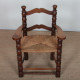 Fauteuil paillé en bois massif, travail français des années 1950 - 
