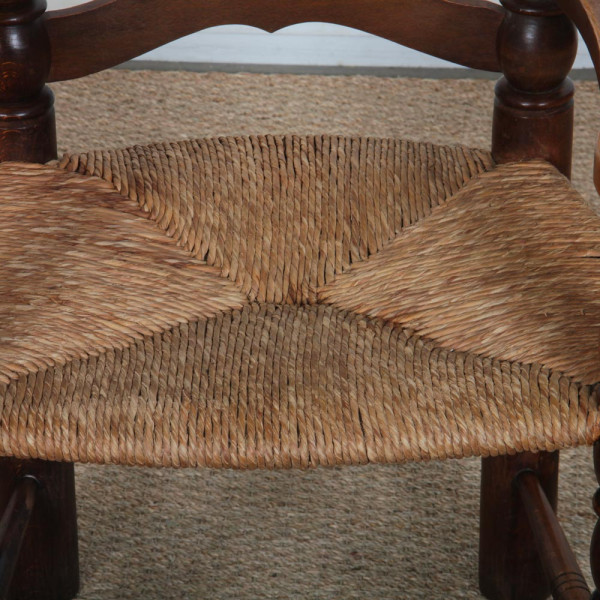 Solid wood wicker armchair, French craftsmanship from the 1950s - 