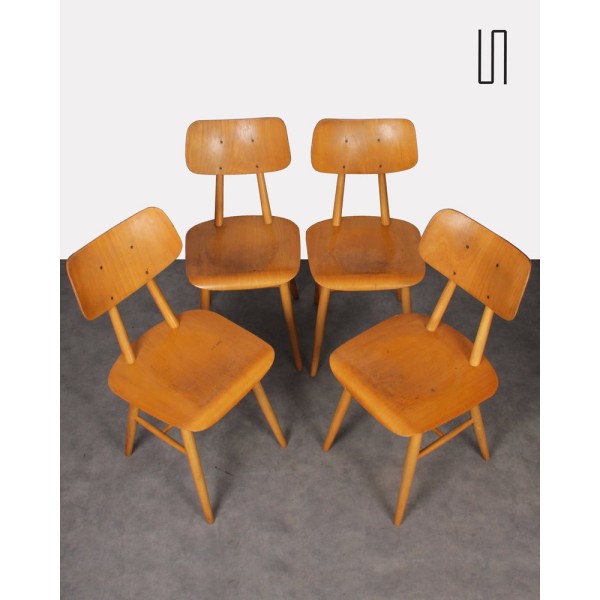 Suite de 4 chaises d'Europe de l'Est pour Ton, 1960 - Design d'Europe de l'Est