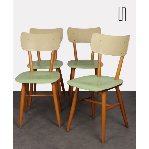 Suite de 4 chaises vintage éditée par Ton, 1960 - Design d'Europe de l'Est