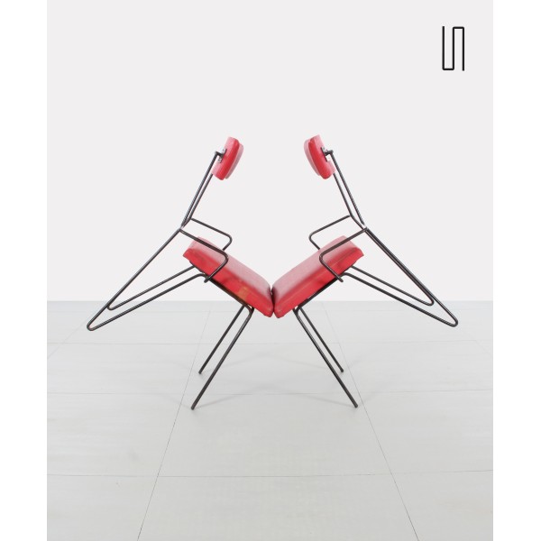 Pair of red metal chairs, Eastern Europe, 1950s - Eastern Europe design