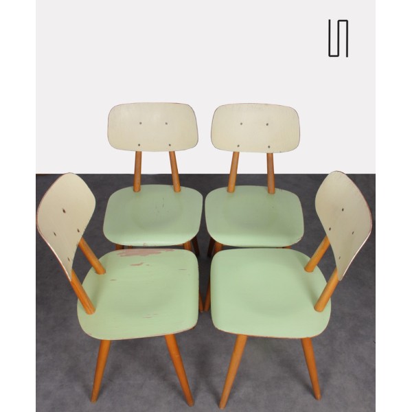 Suite de 4 chaises pour Ton, design tchèque, 1960 - Design d'Europe de l'Est