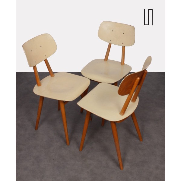 Suite de 3 chaises vintage pour Ton, design tchèque, 1960 - Design d'Europe de l'Est