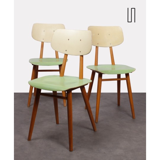 Set of 3 chairs edited by Ton, Eastern Europe, 1960