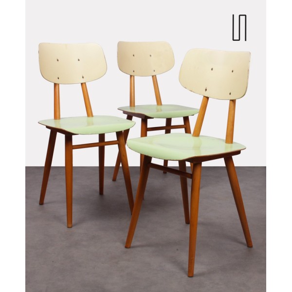 Suite de 3 chaises tchèques pour le fabricant Ton, 1960 - Design d'Europe de l'Est