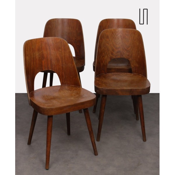 Ensemble de 4 chaises en bois dessinées par Oswald Haerdtl, 1960 - Design d'Europe de l'Est