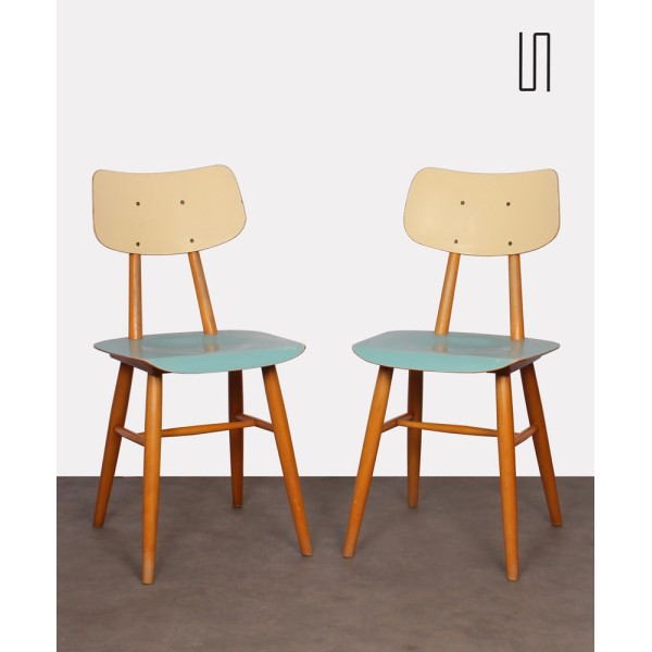 Pair of blue chairs for the manufacturer Ton, 1960 - Eastern Europe design