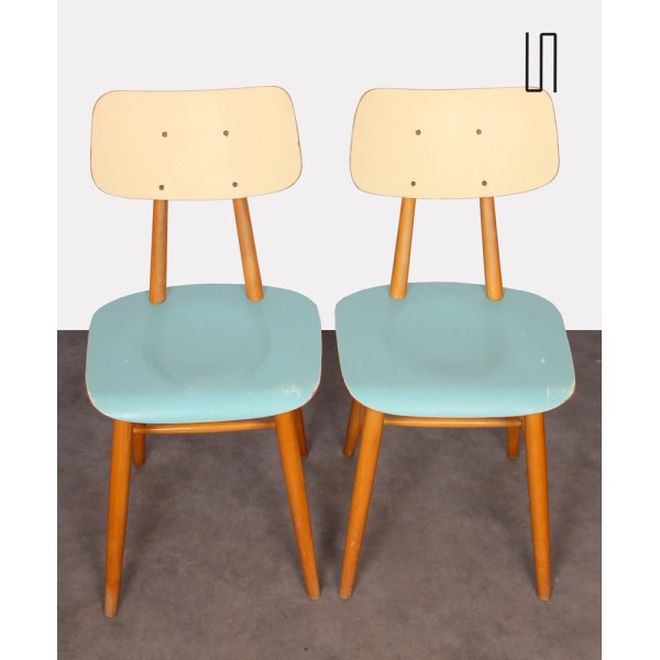 Paire de chaises bleues pour le fabricant Ton, 1960 - Design d'Europe de l'Est