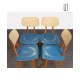 Series of 4 vintage blue chairs, edited by Ton, 1960s - Eastern Europe design