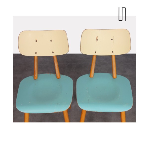 Paire de chaises en bois datant des années 1960 - Design d'Europe de l'Est