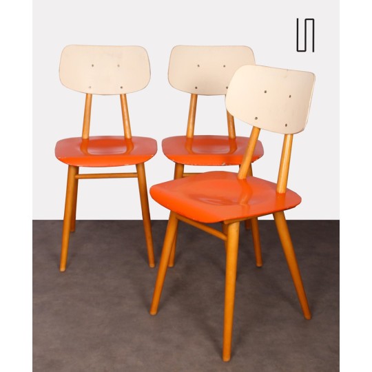 Set of 3 chairs made by Ton, 1960s - Eastern Europe design