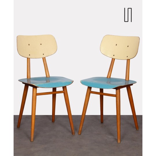 Pair of painted wooden chairs, edited by Ton, 1960s