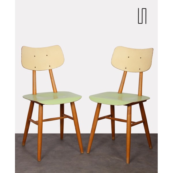 Pair of vintage wooden chairs, 1960s - Eastern Europe design