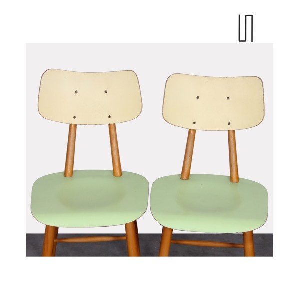 Paire de chaises vintage en bois, 1960 - Design d'Europe de l'Est