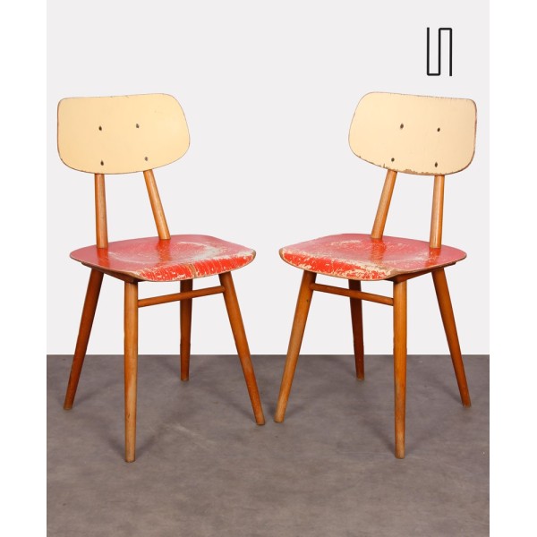 Paire de chaises rouges pour Ton, 1960 - Design d'Europe de l'Est