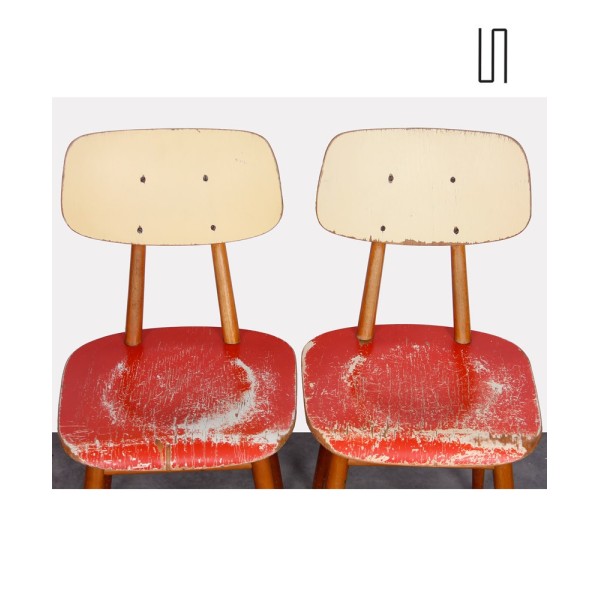 Pair of red chairs for Ton, 1960s - Eastern Europe design