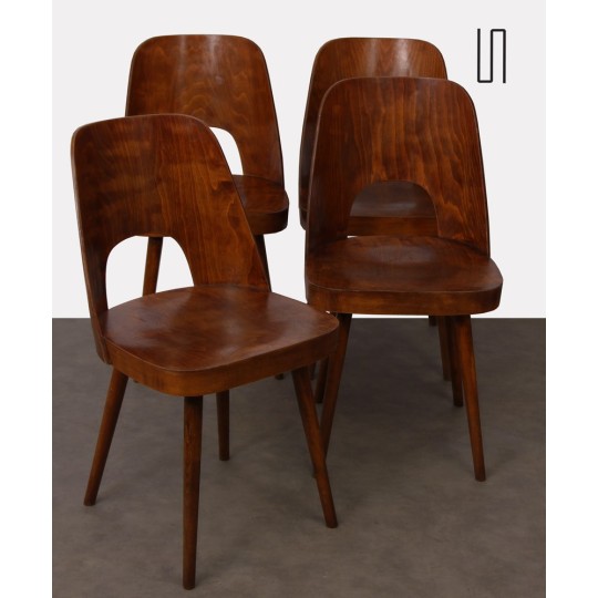 Suite of 4 wooden chairs by Oswald Haerdtl for Ton, 1960s