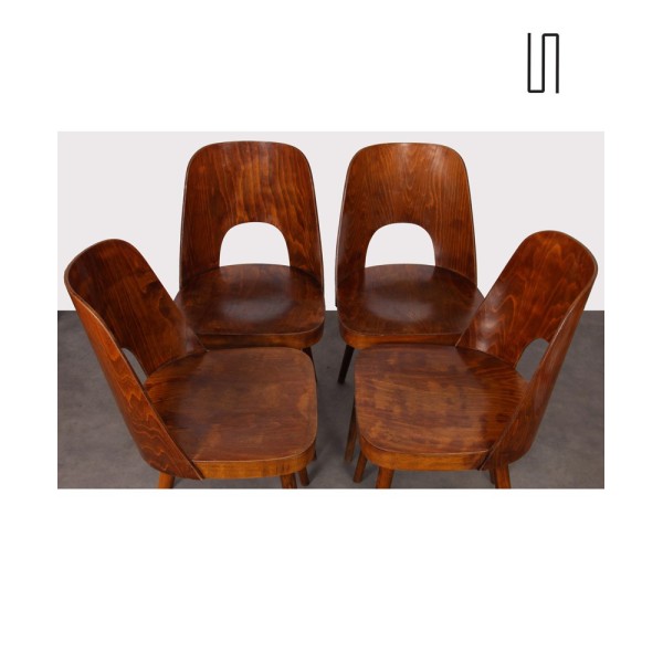 Suite of 4 wooden chairs by Oswald Haerdtl for Ton, 1960s - Eastern Europe design