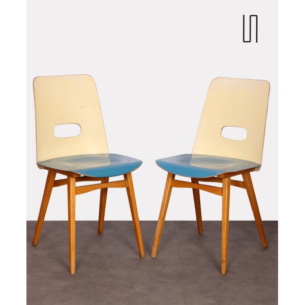 Paire de chaises bleues pour l'éditeur tchèque Ton, 1960 - Design d'Europe de l'Est