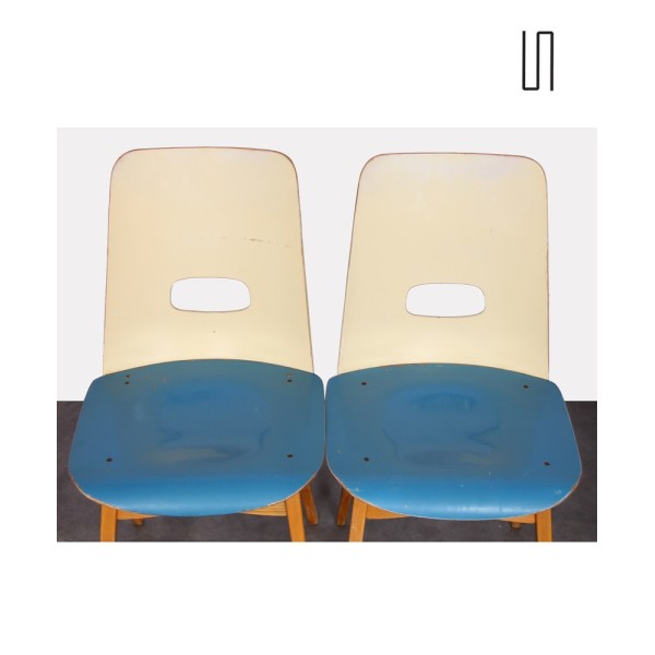 Pair of blue chairs for Czech publisher Ton, 1960s - Eastern Europe design