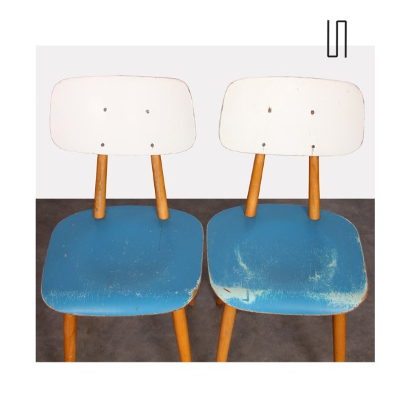 Pair of vintage wooden chairs, 1960s - Eastern Europe design
