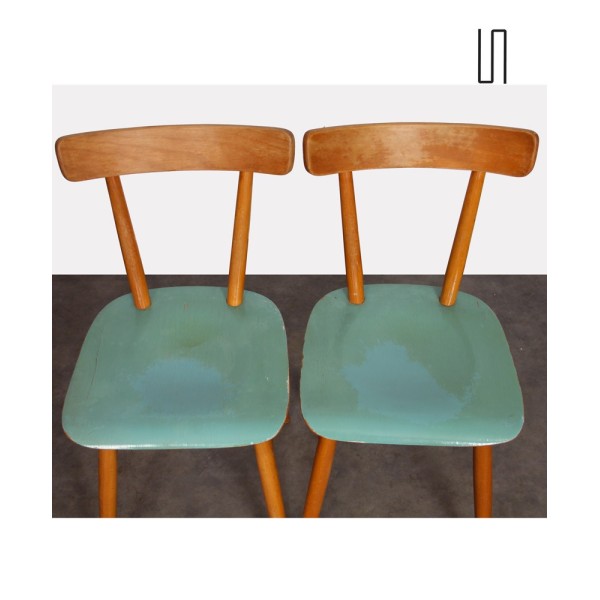 Paire de chaises bleues éditée par Ton, 1960 - Design d'Europe de l'Est