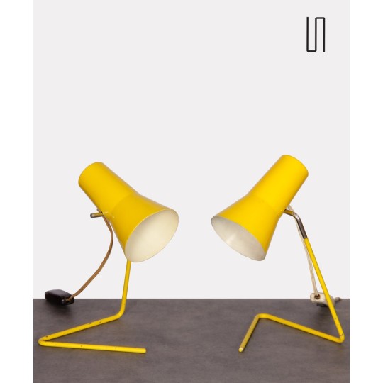 Pair of yellow lamps by Josef Hurka for Drupol, 1960s - Eastern Europe design