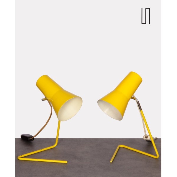 Pair of yellow lamps by Josef Hurka for Drupol, 1960s - Eastern Europe design