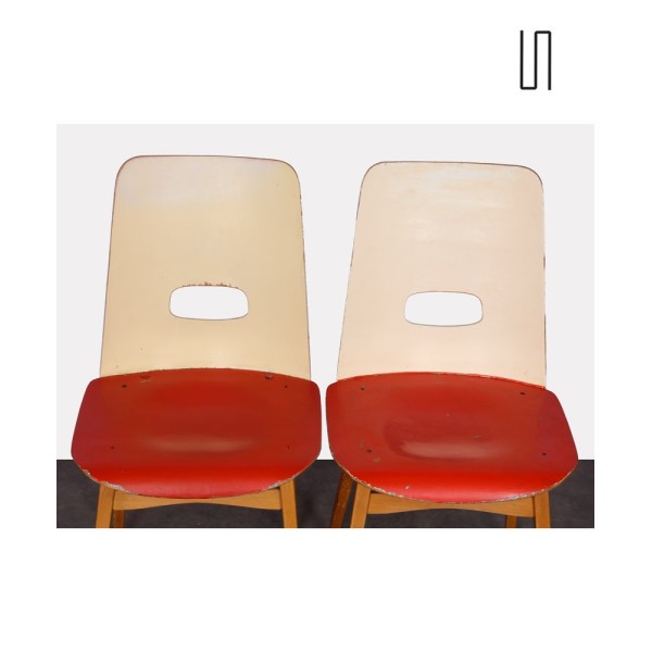 Pair of red chairs for Czech publisher Ton, 1960s - Eastern Europe design