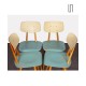 Suite de 4 chaises bleues produites par Ton, 1960 - Design d'Europe de l'Est