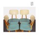 Suite of 4 blue chairs produced by Ton, 1960s - Eastern Europe design