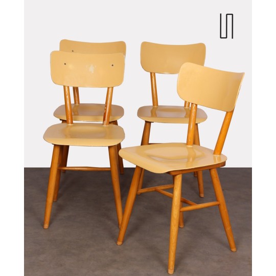 Ensemble de 4 chaises produites par Ton, 1960 - Design d'Europe de l'Est