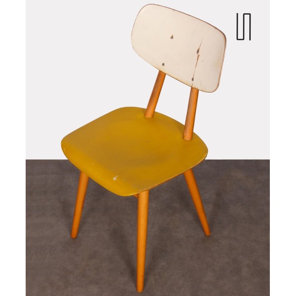 Suite de 4 chaises jaunes produites par Ton, 1960 - Design d'Europe de l'Est