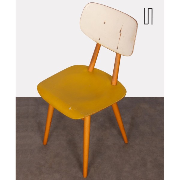 Suite of 4 yellow chairs produced by Ton, 1960s - Eastern Europe design