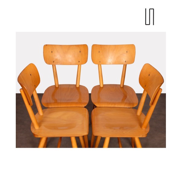 Ensemble de 4 chaises vintage en bois éditées par Ton, 1960 - Design d'Europe de l'Est