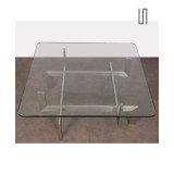 Vintage metal and glass coffee table by Paul Legeard, 1970s