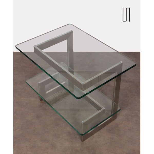 Console vintage en métal et verre par Paul Legeard, 1970 - Design Français