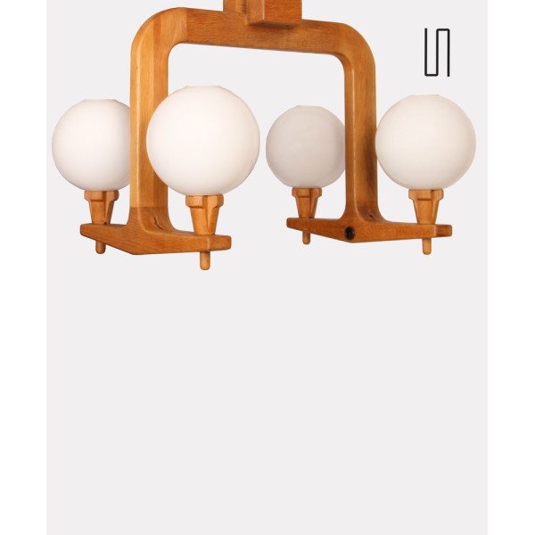 Oak chandelier by Guillerme and Chambron for Votre Maison, 1960s - French design