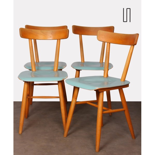 Ensemble de quatre chaises vintage en bois éditées par Ton, 1960 - Design d'Europe de l'Est