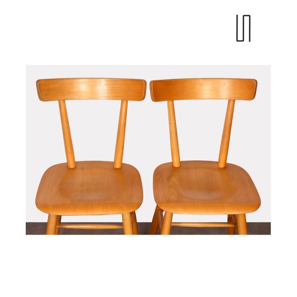 Paire de chaises vintage en bois par Ton, 1960 - Design d'Europe de l'Est