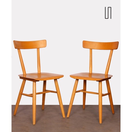 Pair of vintage wooden chairs by Ton, 1960s - Eastern Europe design