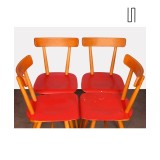 Set of four red chairs edited by Ton, 1960s