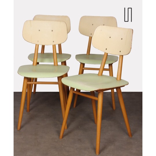 Série de 4 chaises vintage, éditées par Ton, vers 1960 - Design d'Europe de l'Est