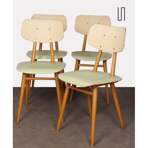 Série de 4 chaises vintage, éditées par Ton, vers 1960 - Design d'Europe de l'Est