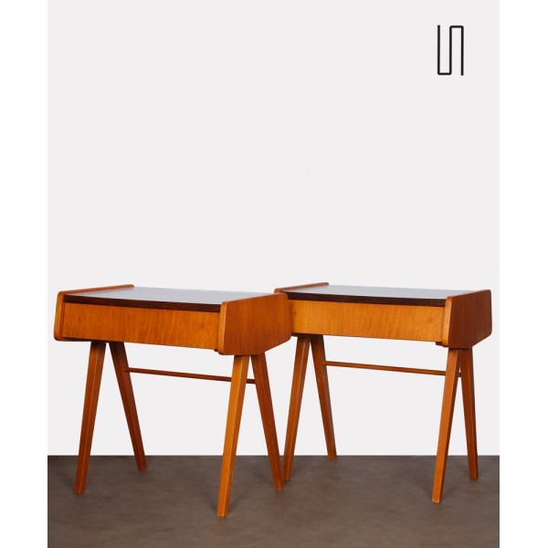 Pair of vintage night tables, wood and formica, 1970s - Eastern Europe design