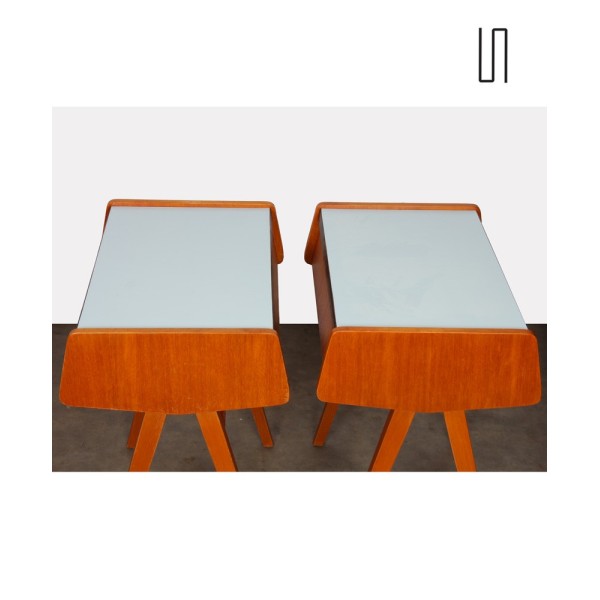 Pair of vintage night tables, wood and formica, 1970s - Eastern Europe design