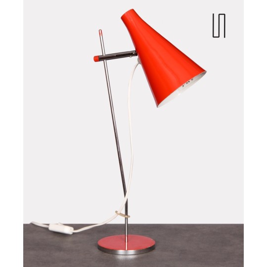 Red metal table lamp by Josef Hurka for Lidokov, 1960s