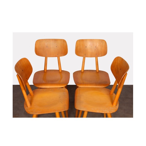 Suite de 4 chaises produites par Ton, 1960 - Design d'Europe de l'Est